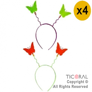 VINCHA C/ANTENAS MARIPOSAS FLUO x 4